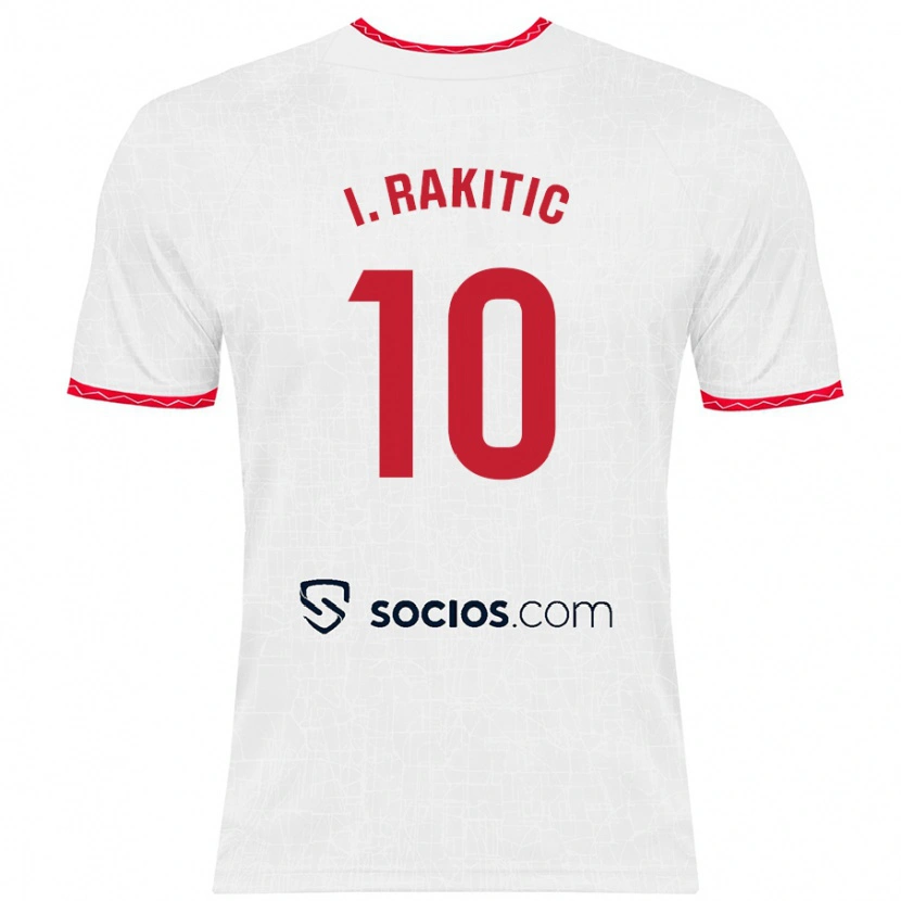 Danxen Kid Ivan Rakitic #10 White Red Home Jersey 2024/25 T-Shirt