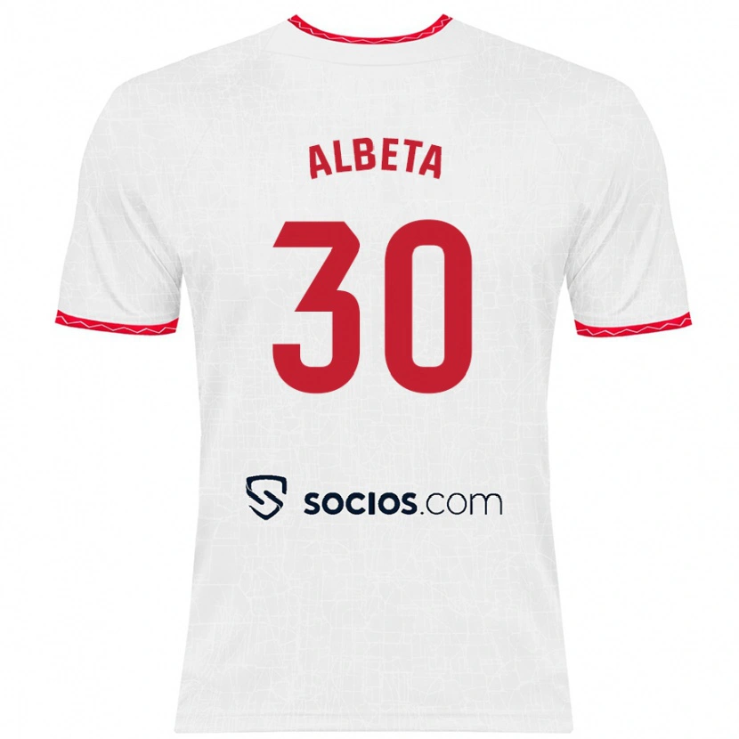 Danxen Kid Alba María López Montiel #30 White Red Home Jersey 2024/25 T-Shirt