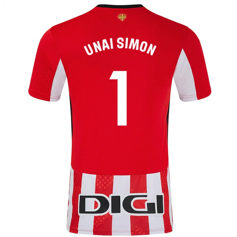 Danxen Kid Unai Simón #1 Red White Home Jersey 2024/25 T-Shirt