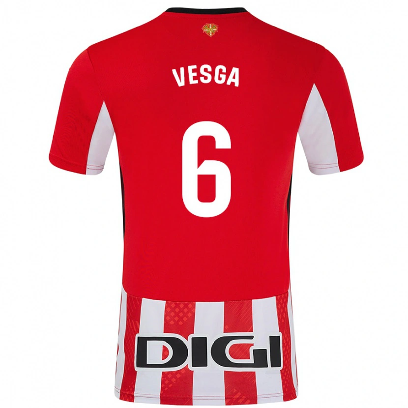 Danxen Kid Mikel Vesga #6 Red White Home Jersey 2024/25 T-Shirt