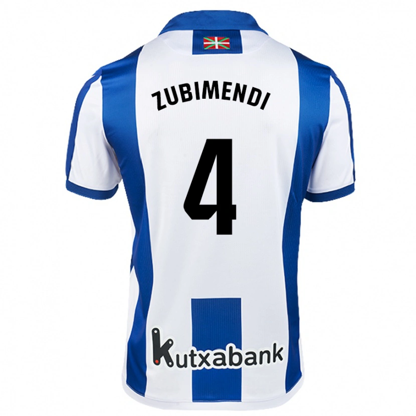 Danxen Kid Martín Zubimendi #4 White Blue Home Jersey 2024/25 T-Shirt