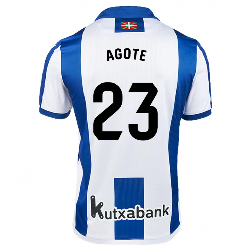 Danxen Kid Unax Agote #23 White Blue Home Jersey 2024/25 T-Shirt