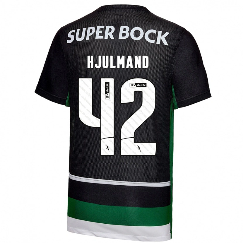 Danxen Kid Morten Hjulmand #42 Black White Green Home Jersey 2024/25 T-Shirt