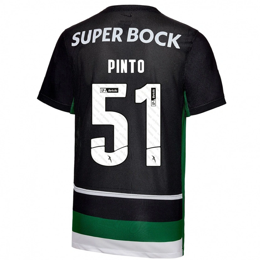 Danxen Kid Diogo Pinto #51 Black White Green Home Jersey 2024/25 T-Shirt