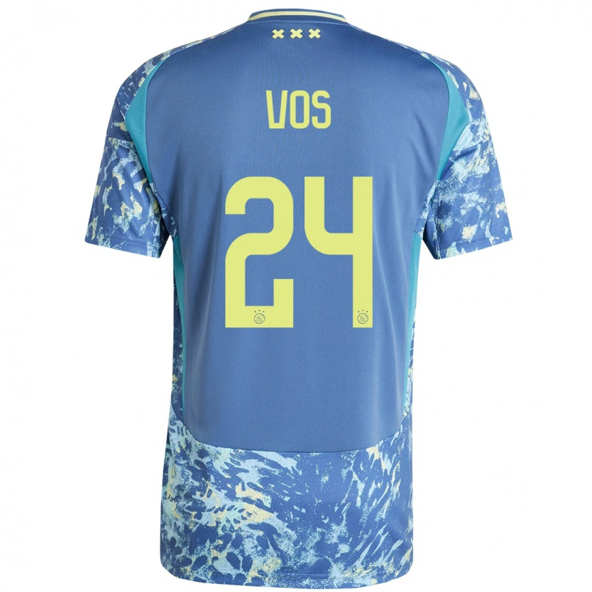 Danxen Kid Silvano Vos #24 Grey Blue Yellow Away Jersey 2024/25 T-Shirt