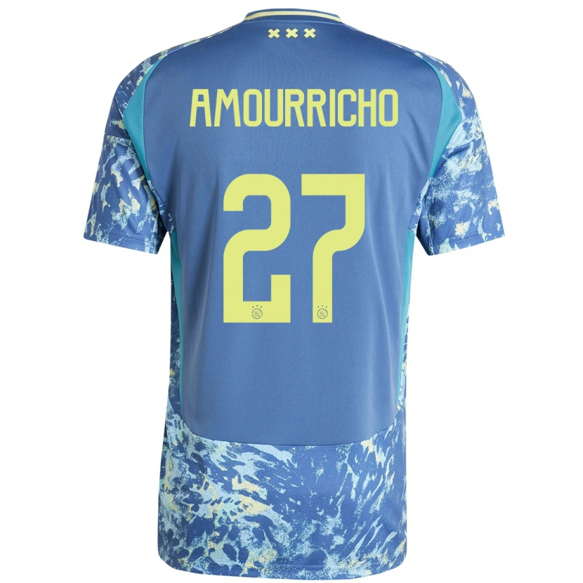 Danxen Kid Amourricho Van Axel-Dongen #27 Grey Blue Yellow Away Jersey 2024/25 T-Shirt