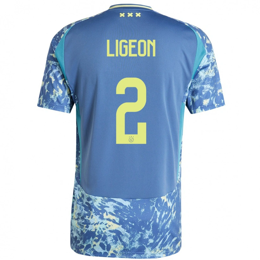 Danxen Kid Ruben Ligeon #2 Grey Blue Yellow Away Jersey 2024/25 T-Shirt