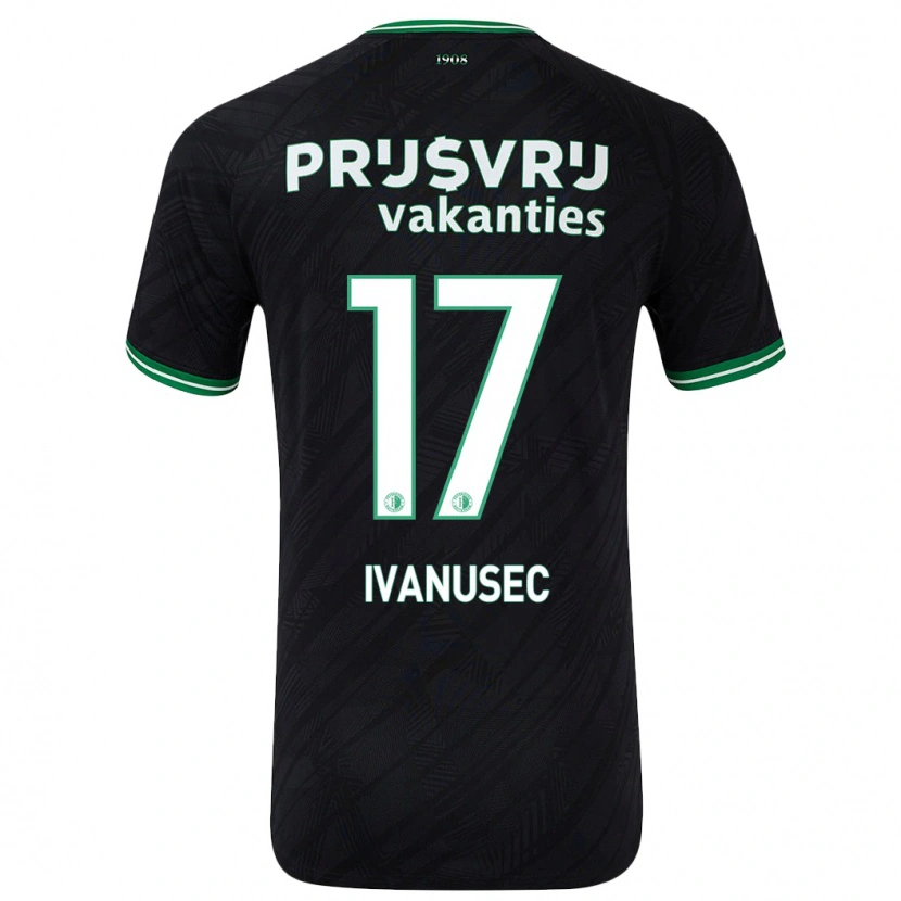 Danxen Kid Luka Ivanusec #17 Black Green Away Jersey 2024/25 T-Shirt