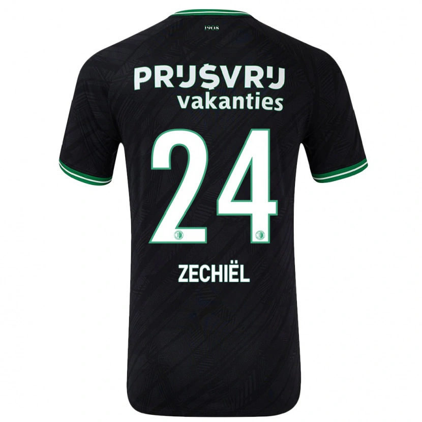 Danxen Kid Gjivai Zechiël #24 Black Green Away Jersey 2024/25 T-Shirt