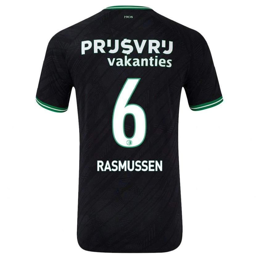 Danxen Kid Jacob Rasmussen #6 Black Green Away Jersey 2024/25 T-Shirt