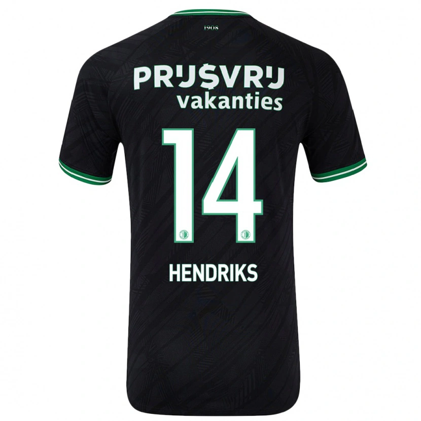 Danxen Kid Kim Hendriks #14 Black Green Away Jersey 2024/25 T-Shirt