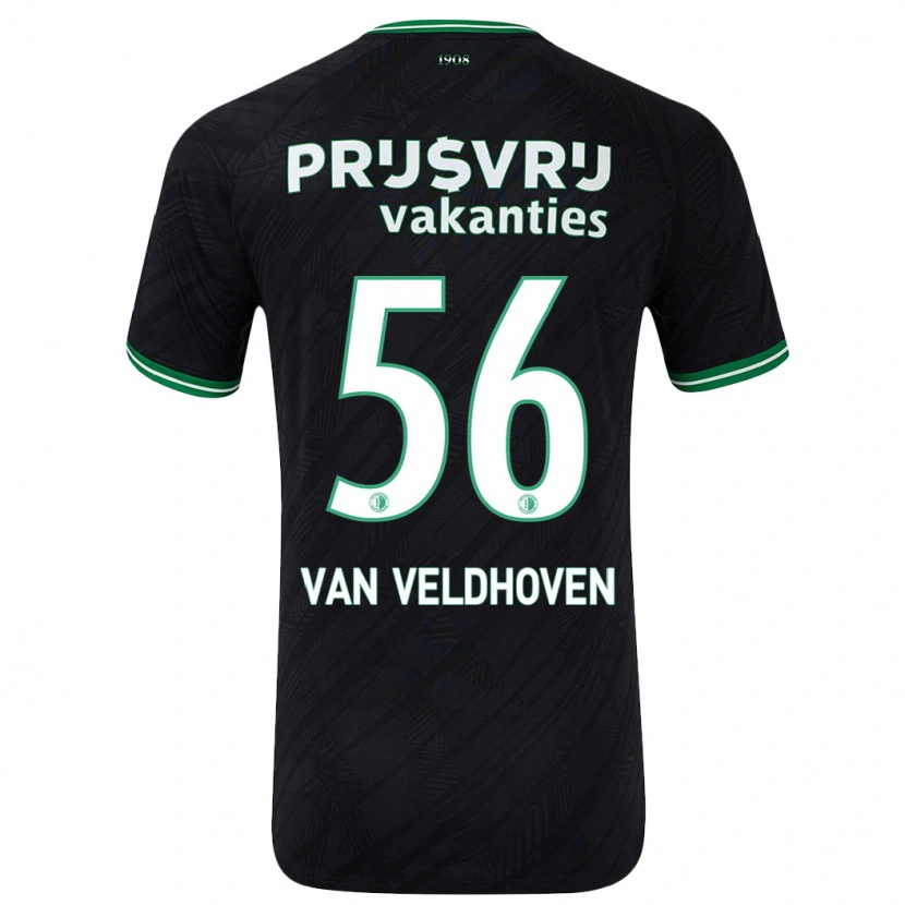 Danxen Kid Kars Van Veldhoven #56 Black Green Away Jersey 2024/25 T-Shirt