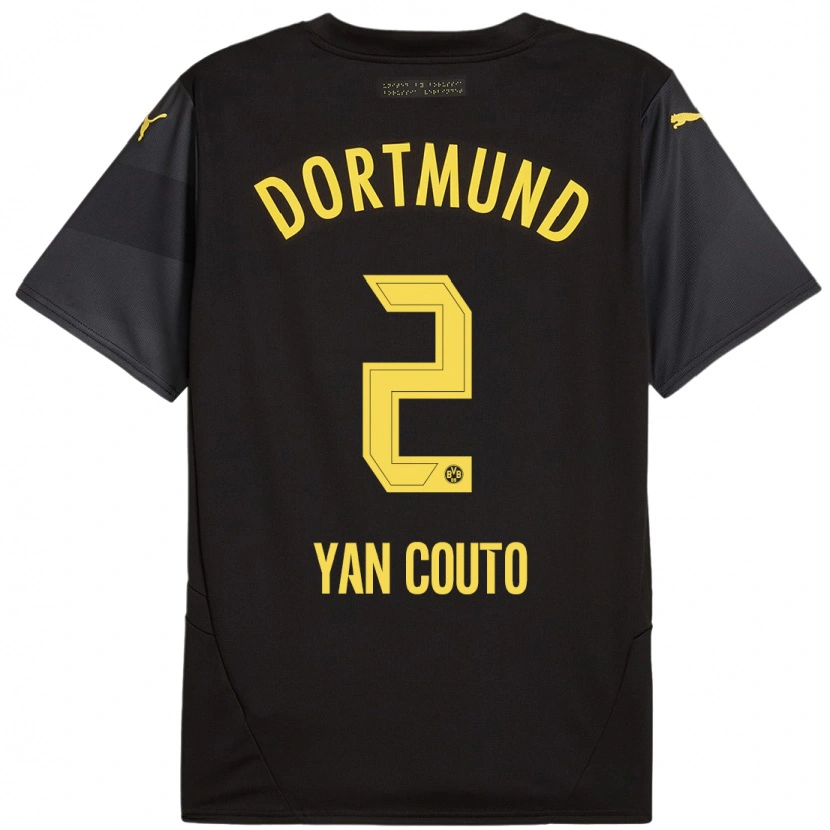 Danxen Kid Yan Couto #2 Black Yellow Away Jersey 2024/25 T-Shirt