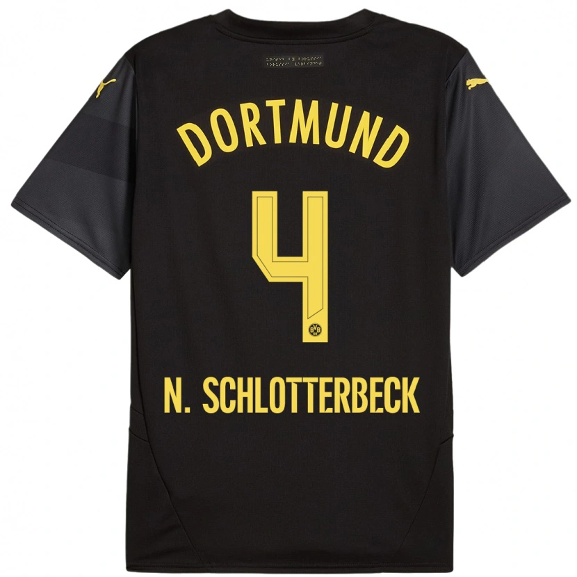 Danxen Kid Nico Schlotterbeck #4 Black Yellow Away Jersey 2024/25 T-Shirt