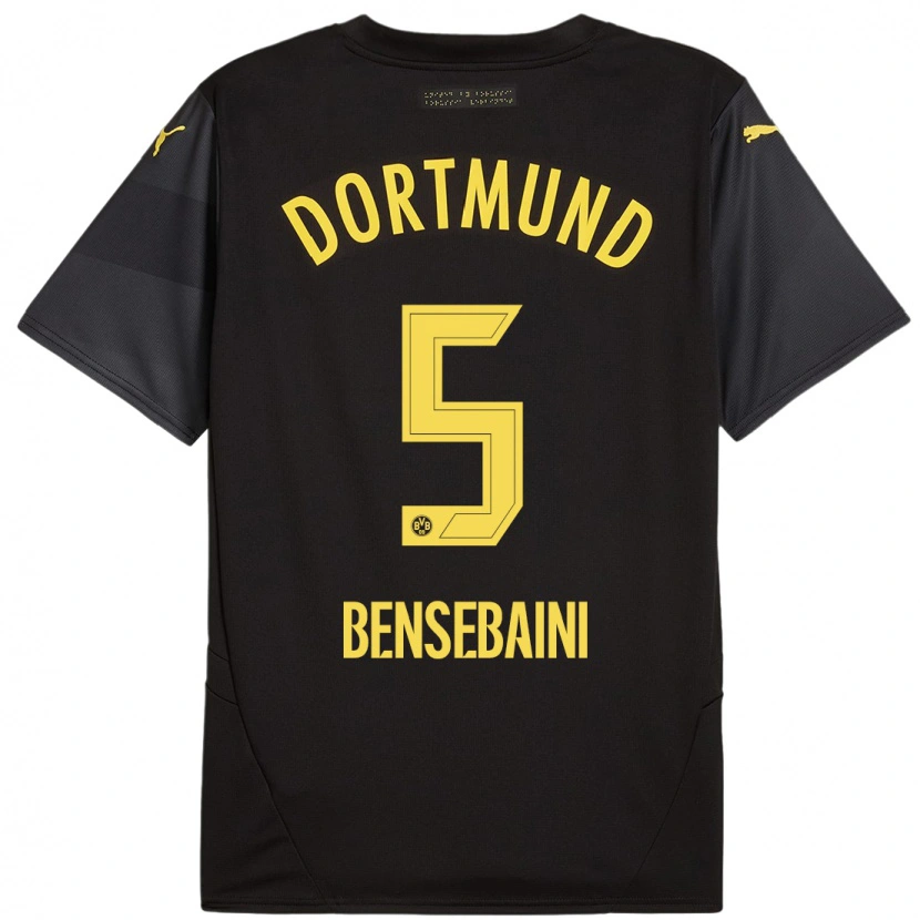 Danxen Kid Ramy Bensebaini #5 Black Yellow Away Jersey 2024/25 T-Shirt