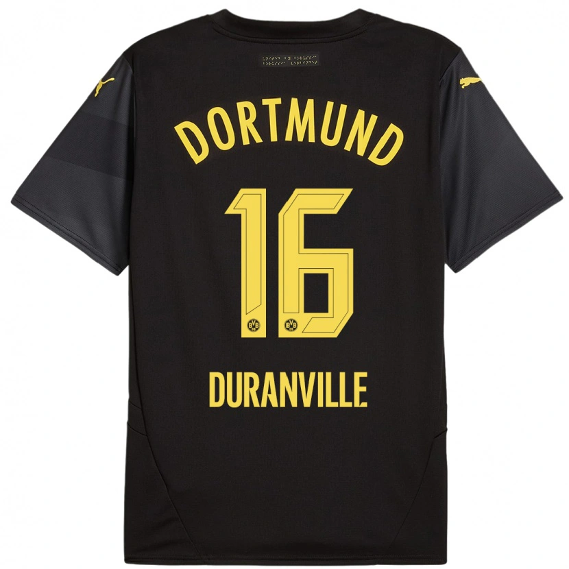 Danxen Kid Julien Duranville #16 Black Yellow Away Jersey 2024/25 T-Shirt