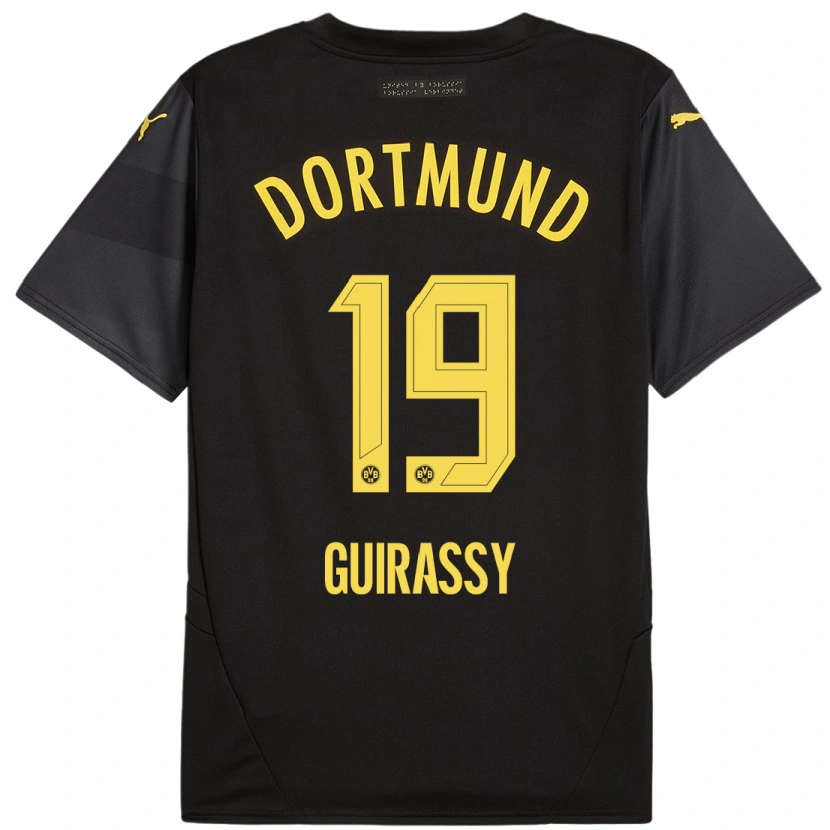 Danxen Kid Serhou Guirassy #19 Black Yellow Away Jersey 2024/25 T-Shirt