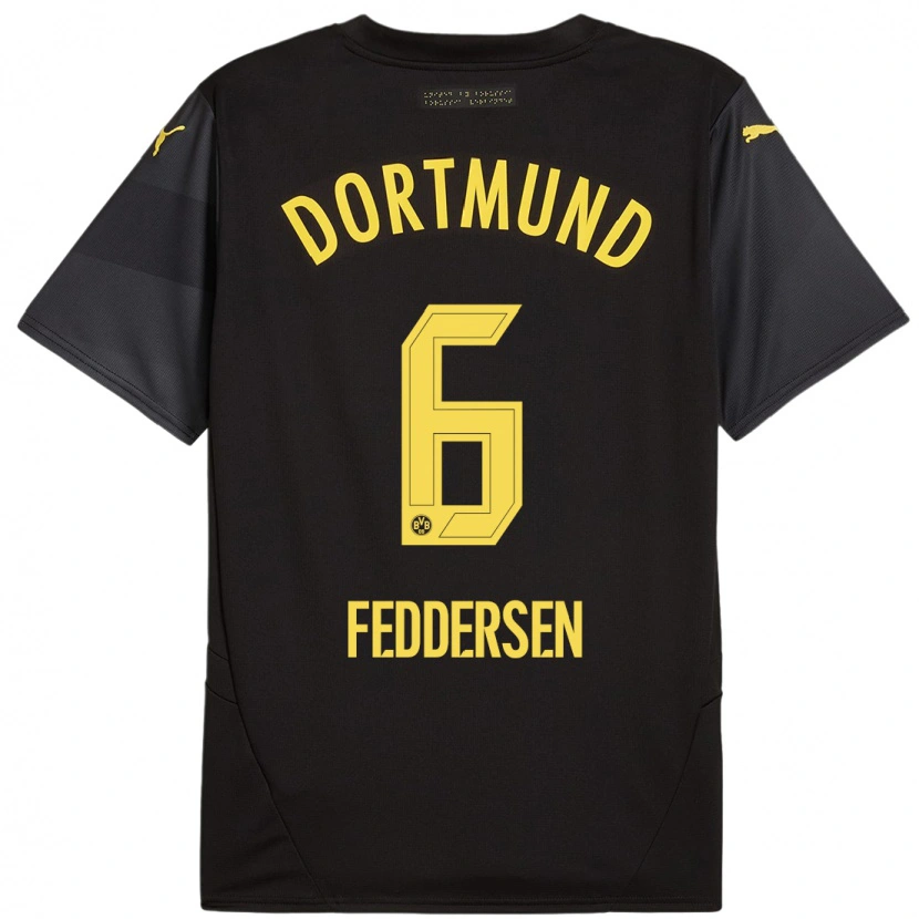 Danxen Kid Jonas Feddersen #6 Black Yellow Away Jersey 2024/25 T-Shirt