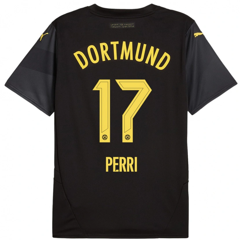 Danxen Kid Luca Perri #17 Black Yellow Away Jersey 2024/25 T-Shirt