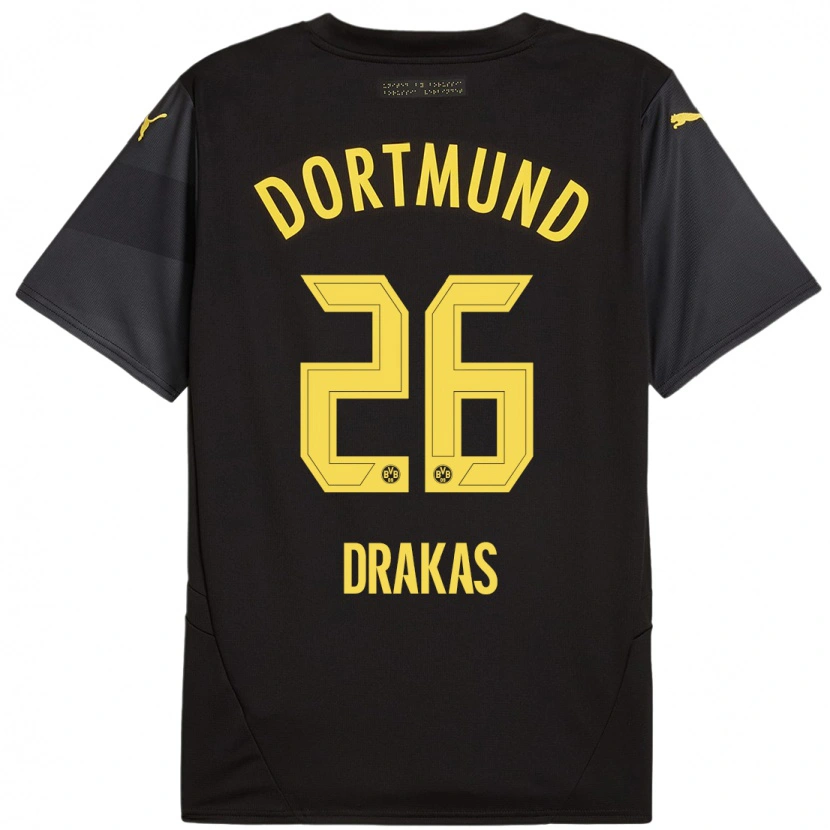 Danxen Kid Babis Drakas #26 Black Yellow Away Jersey 2024/25 T-Shirt