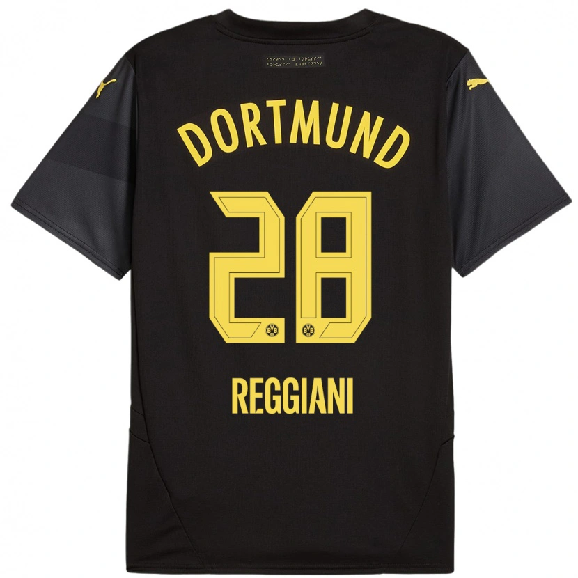 Danxen Kid Luca Reggiani #28 Black Yellow Away Jersey 2024/25 T-Shirt