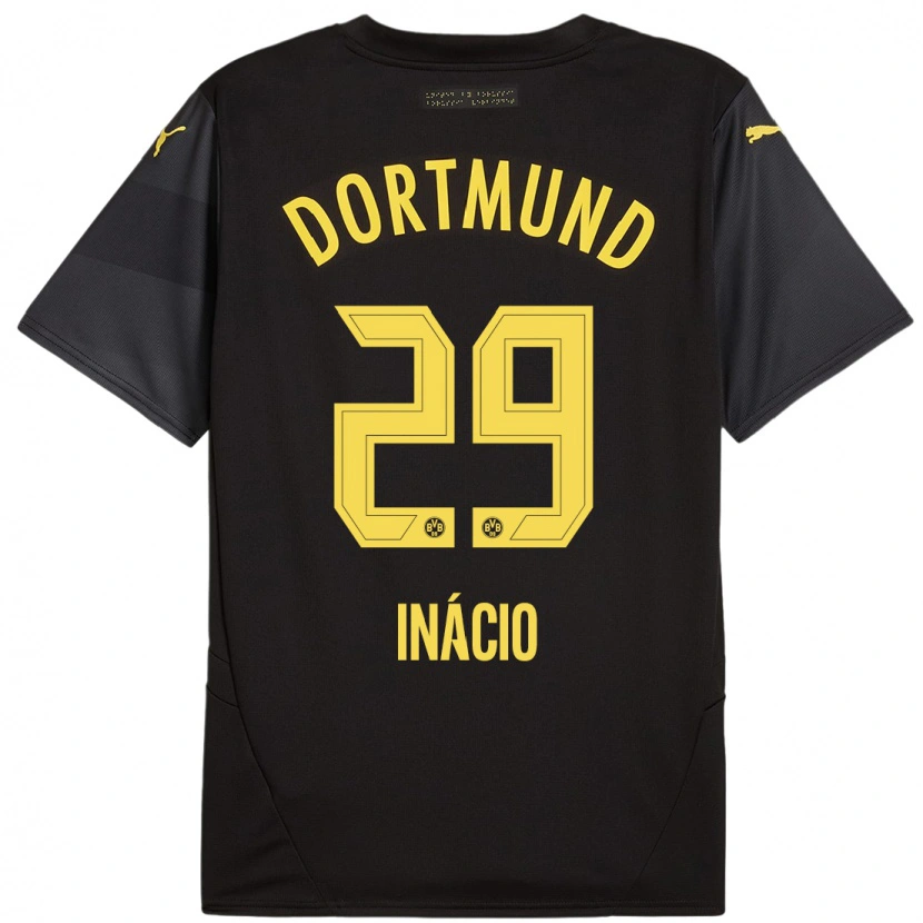 Danxen Kid Samuele Inácio #29 Black Yellow Away Jersey 2024/25 T-Shirt