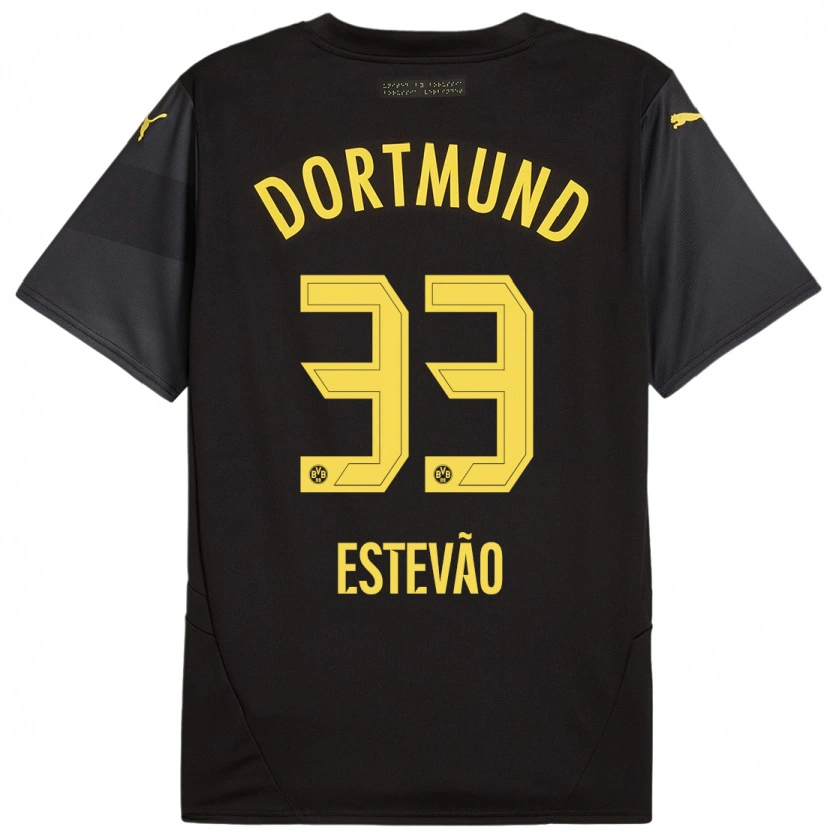 Danxen Kid Tiago Estêvão #33 Black Yellow Away Jersey 2024/25 T-Shirt