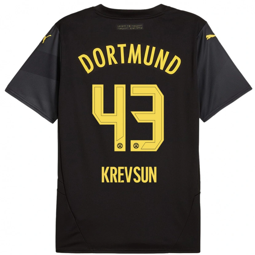 Danxen Kid Danylo Krevsun #43 Black Yellow Away Jersey 2024/25 T-Shirt