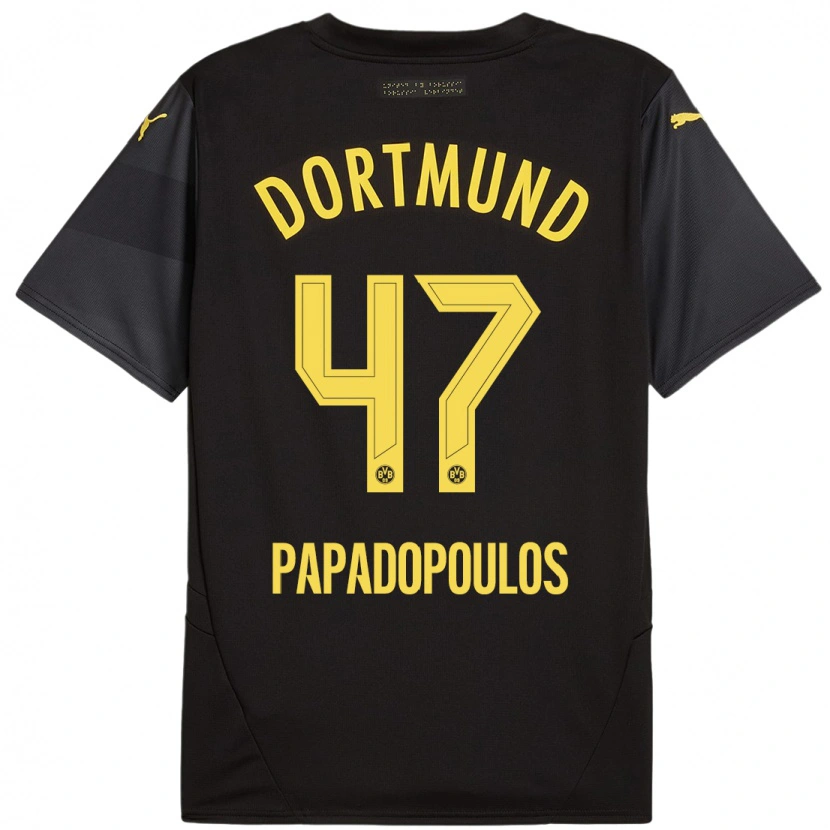 Danxen Kid Antonios Papadopoulos #47 Black Yellow Away Jersey 2024/25 T-Shirt