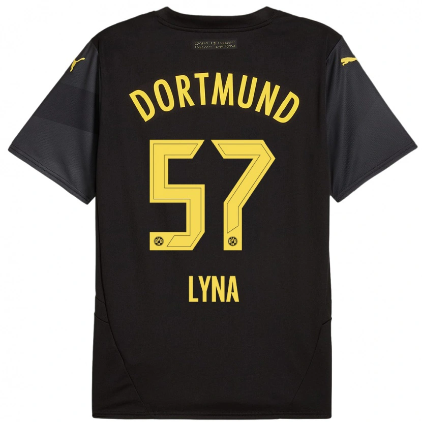 Danxen Kid Schwarz Lyna #57 Black Yellow Away Jersey 2024/25 T-Shirt