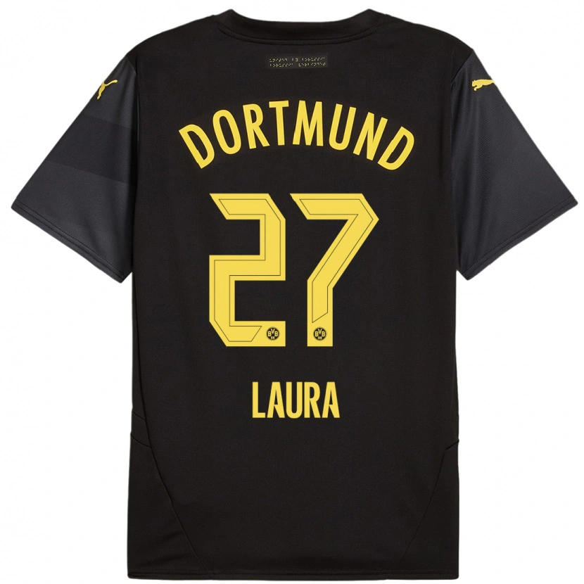 Danxen Kid Van Der Heijden Laura #27 Black Yellow Away Jersey 2024/25 T-Shirt