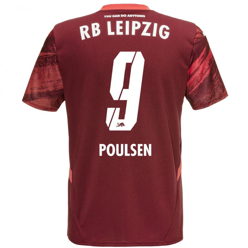 Danxen Kid Yussuf Poulsen #9 Burgundy Away Jersey 2024/25 T-Shirt