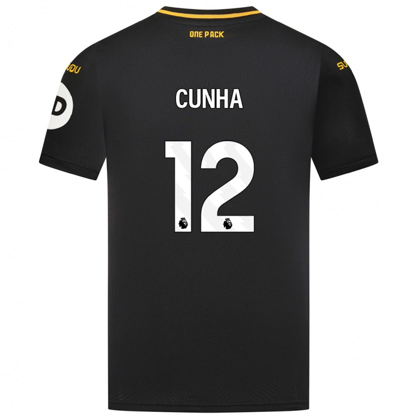 Danxen Kid Matheus Cunha #12 Black Away Jersey 2024/25 T-Shirt