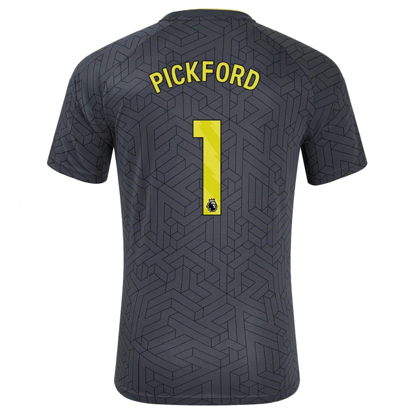 Danxen Kid Jordan Pickford #1 Black Yellow Away Jersey 2024/25 T-Shirt