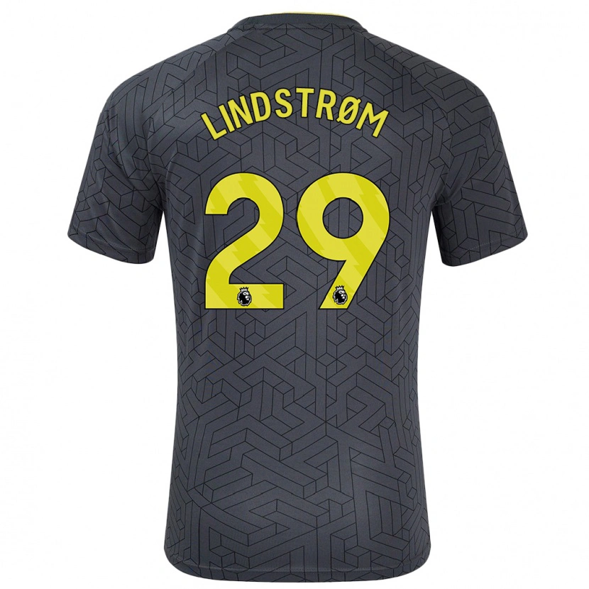 Danxen Kid Jesper Lindstrøm #29 Black Yellow Away Jersey 2024/25 T-Shirt