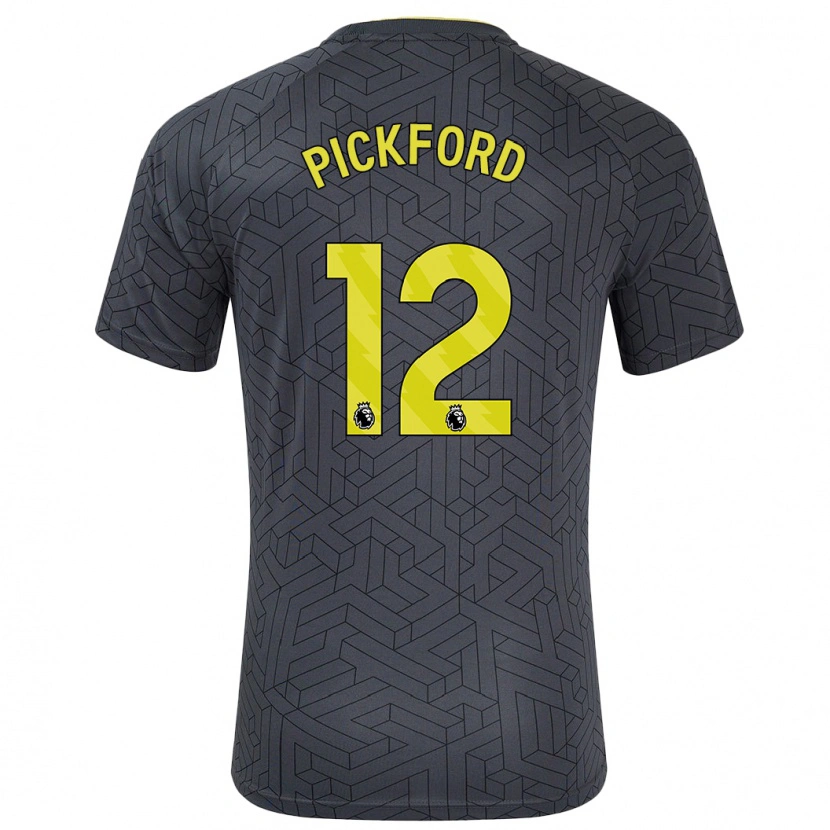 Danxen Kid Jordan Pickford #12 Black Yellow Away Jersey 2024/25 T-Shirt