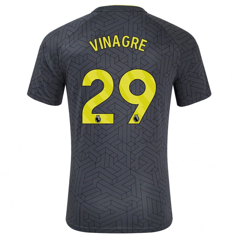 Danxen Kid Ruben Vinagre #29 Black Yellow Away Jersey 2024/25 T-Shirt