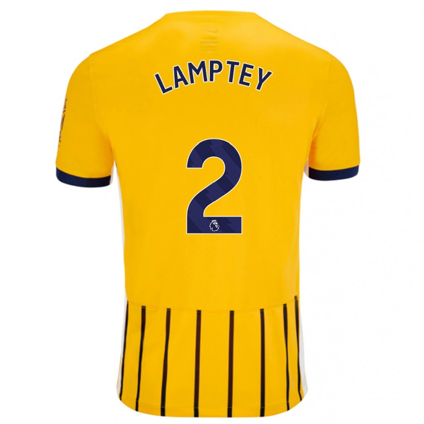 Danxen Kid Tariq Lamptey #2 Gold Blue Pinstripes Away Jersey 2024/25 T-Shirt