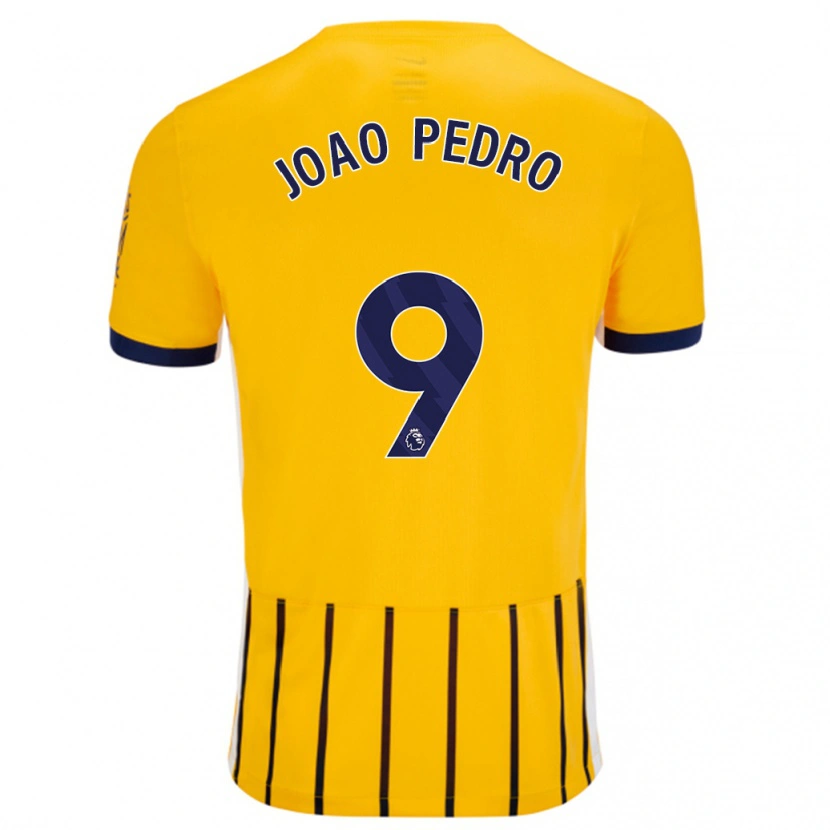 Danxen Kid João Pedro #9 Gold Blue Pinstripes Away Jersey 2024/25 T-Shirt