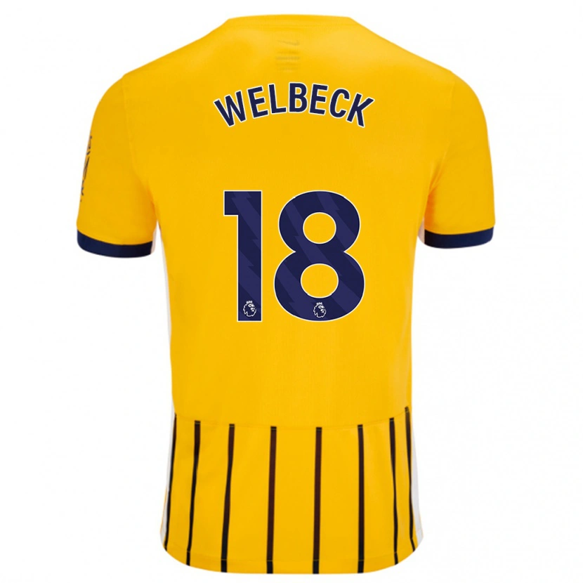 Danxen Kid Danny Welbeck #18 Gold Blue Pinstripes Away Jersey 2024/25 T-Shirt