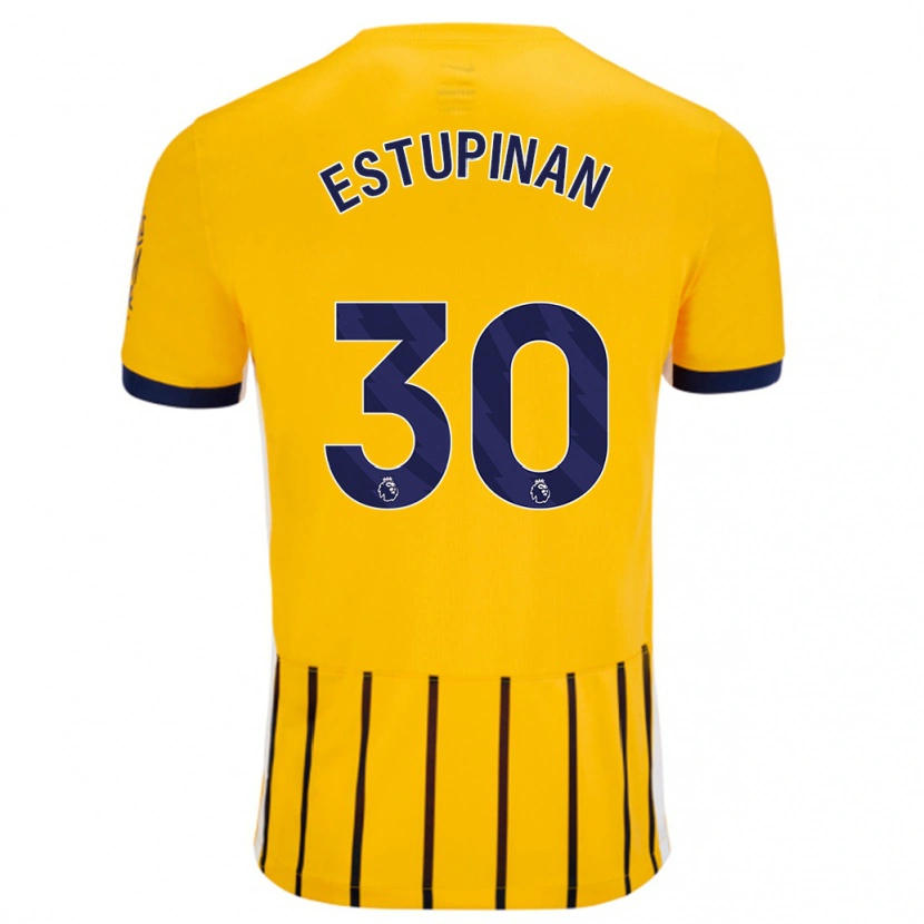 Danxen Kid Pervis Estupiñán #30 Gold Blue Pinstripes Away Jersey 2024/25 T-Shirt