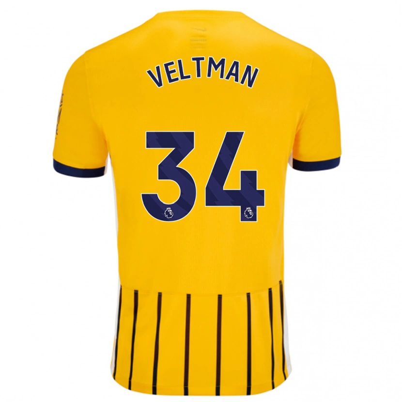 Danxen Kid Joël Veltman #34 Gold Blue Pinstripes Away Jersey 2024/25 T-Shirt