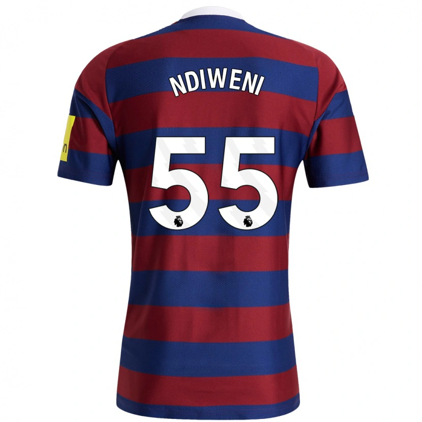 Danxen Kid Michael Ndiweni #55 Burgundy Navy Blue Away Jersey 2024/25 T-Shirt