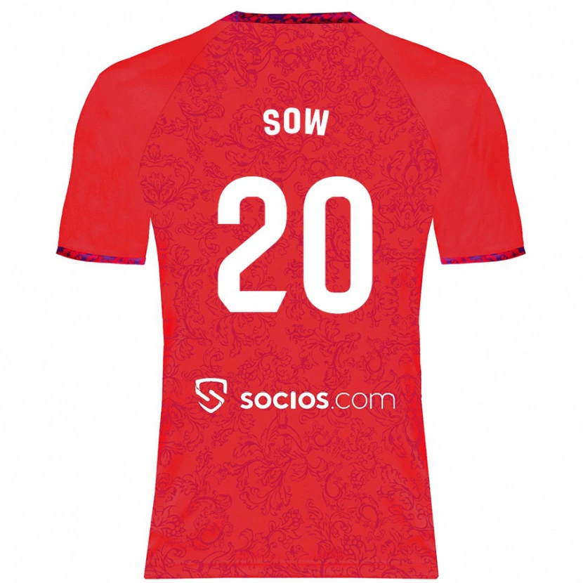 Danxen Kid Djibril Sow #20 Red Away Jersey 2024/25 T-Shirt