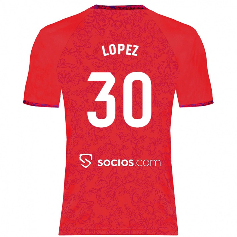 Danxen Kid Alba López #30 Red Away Jersey 2024/25 T-Shirt