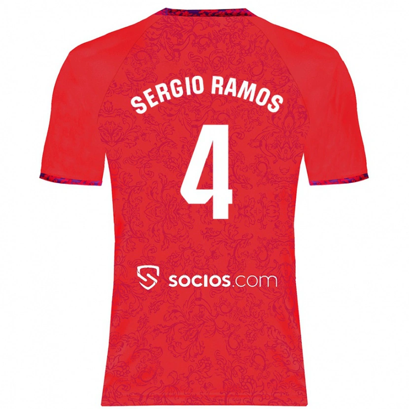 Danxen Kid Sergio Ramos #4 Red Away Jersey 2024/25 T-Shirt