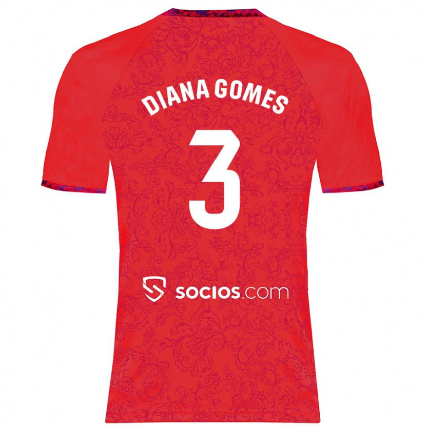 Danxen Kid Diana Catarina Ribeiro Gomes #3 Red Away Jersey 2024/25 T-Shirt