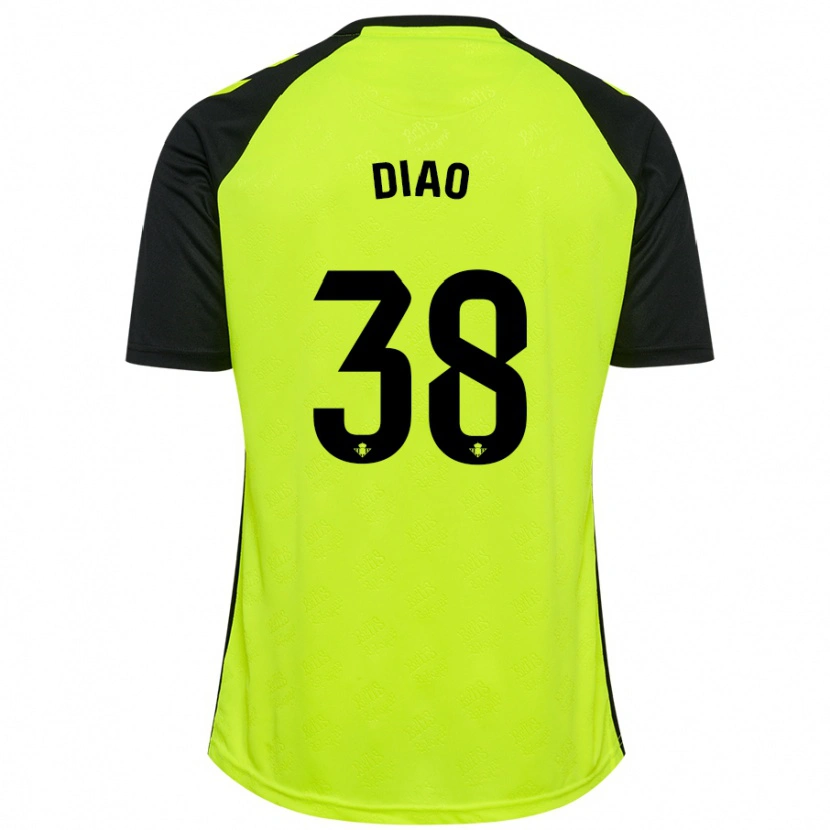 Danxen Kid Assane Diao #38 Fluorescent Yellow Black Away Jersey 2024/25 T-Shirt