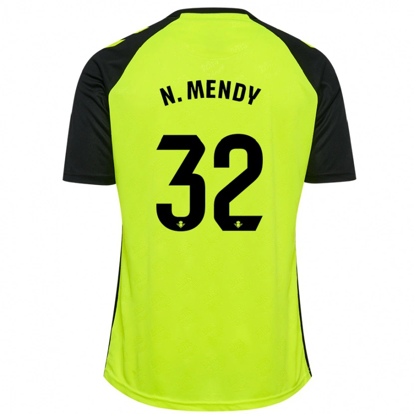 Danxen Kid Nobel Mendy #32 Fluorescent Yellow Black Away Jersey 2024/25 T-Shirt