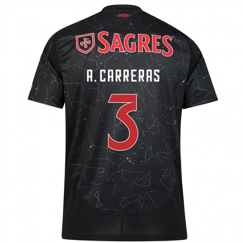 Danxen Kid Álvaro Carreras #3 Black Red Away Jersey 2024/25 T-Shirt